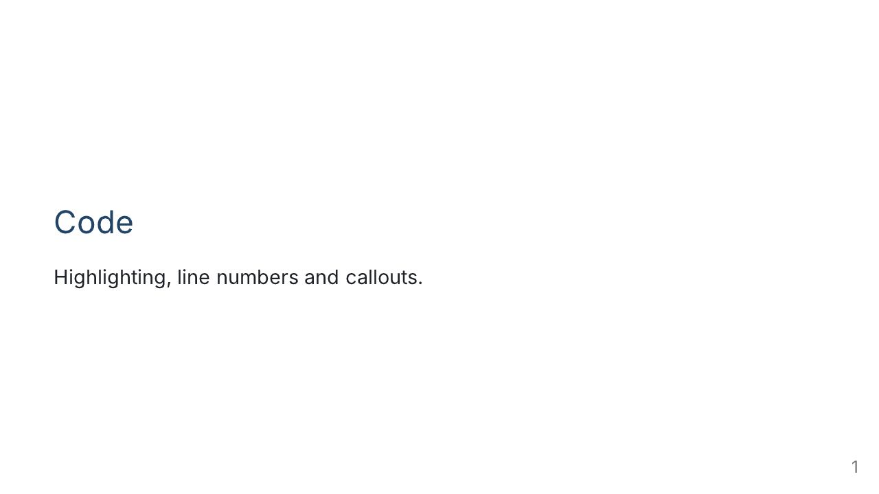 The first slide of “Code with line numbers and callouts”