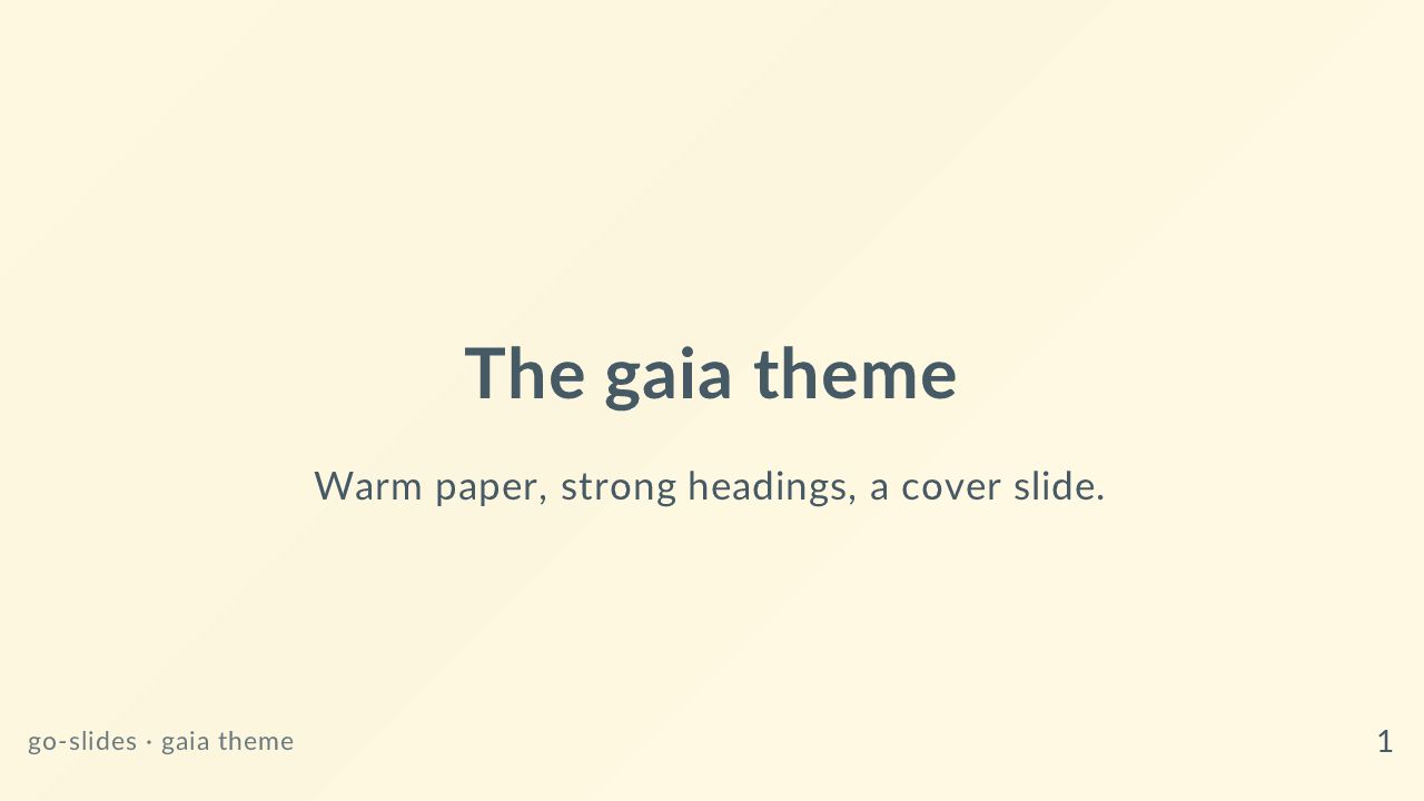 The first slide of “The gaia theme”