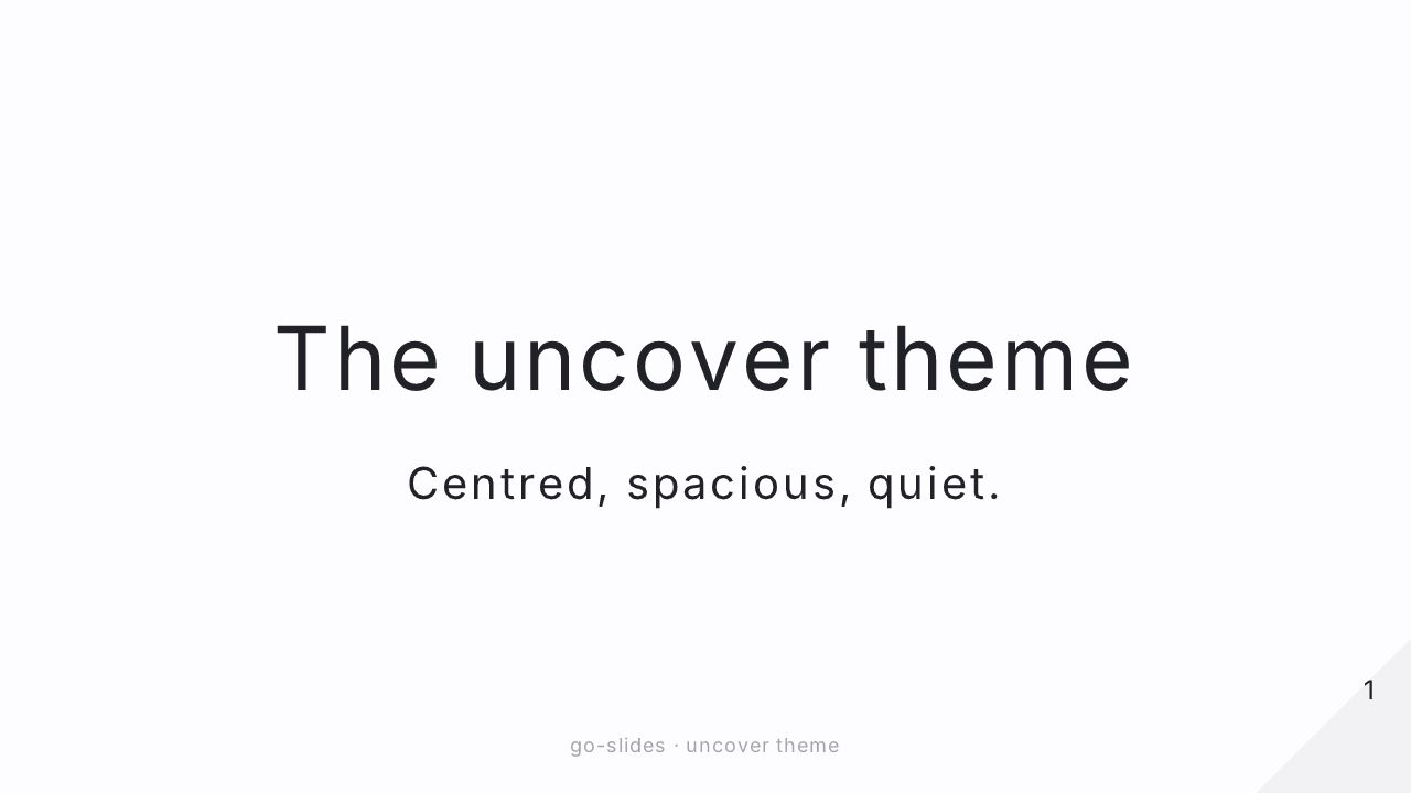 The first slide of “The uncover theme”